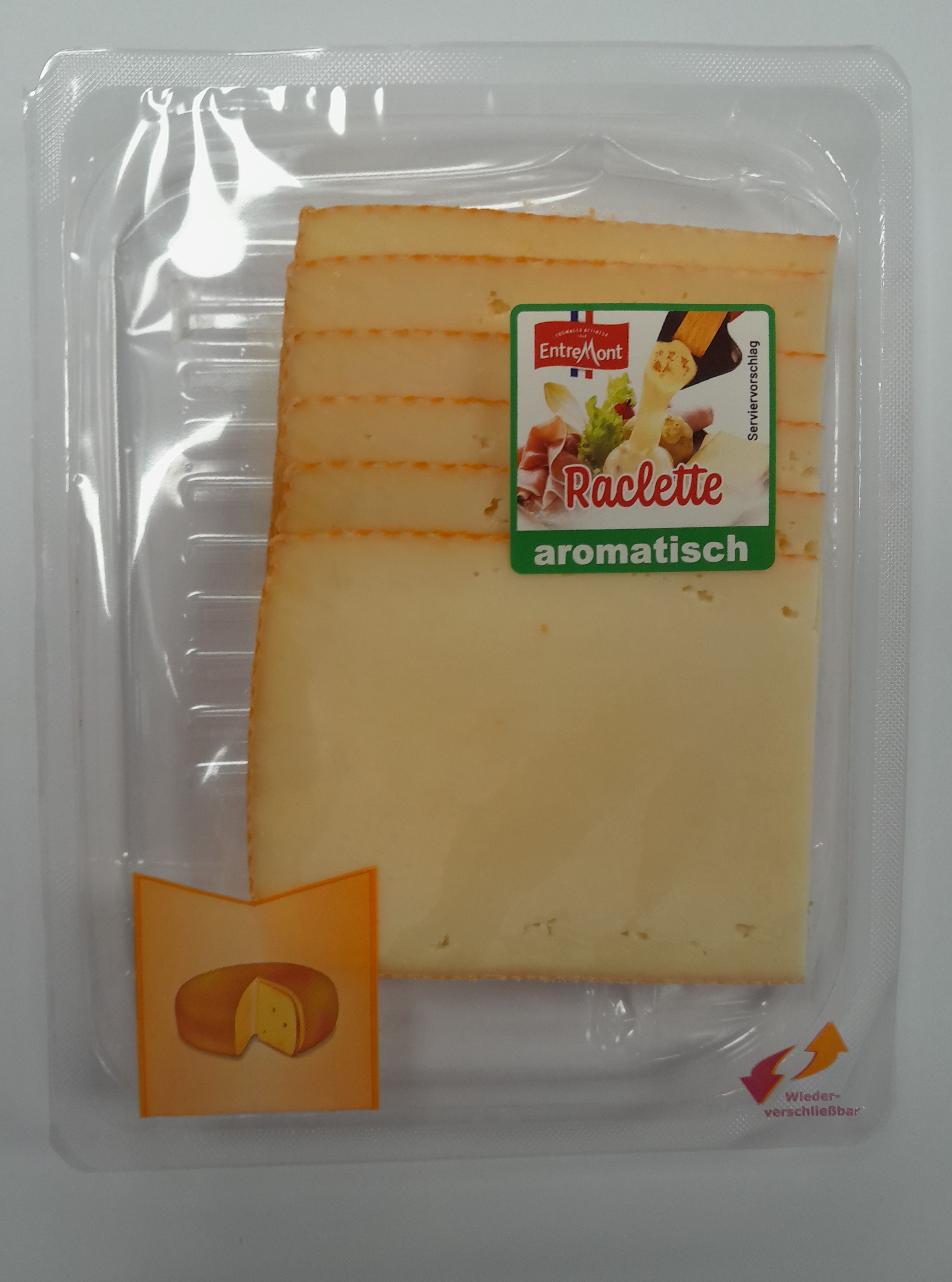 verweist auf: Raclette Entremont Verpackungsgröße 125 Gramm in Scheiben (Quelle: Quelle: Verbraucherinformation der Firma Sales & Service Aktuell GmbH) Raclette Entremont Verpackungsgröße 125 Gramm in Scheiben