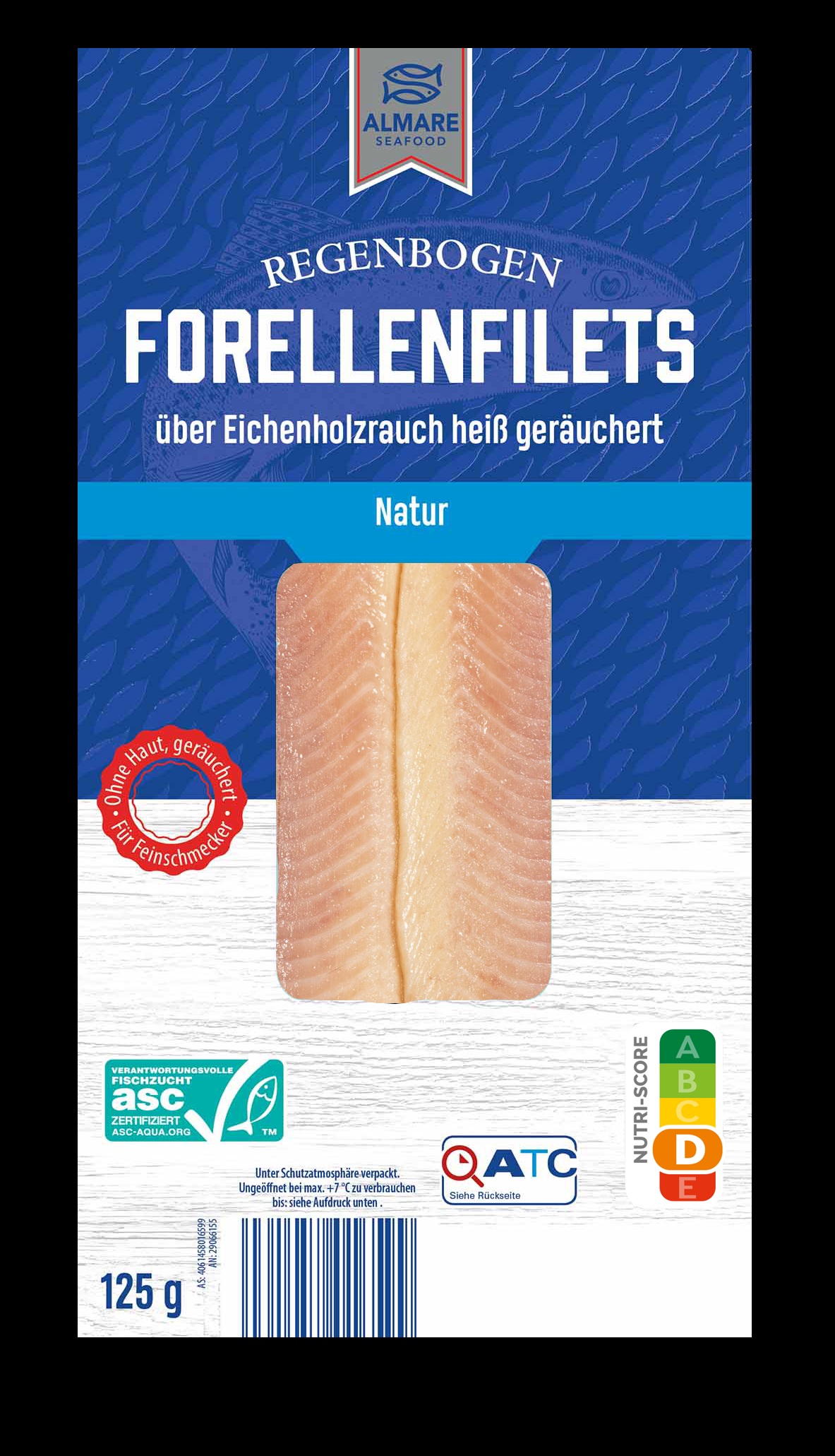 Regenbogen Forellenfilets heiß geräuchert, Natur und Pfeffer 125 Gramm