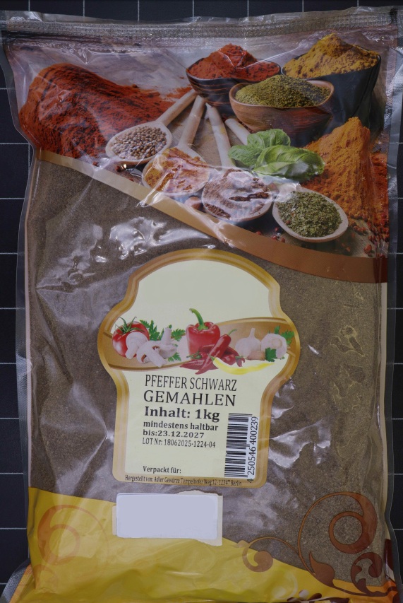 Pfeffer Schwarz, Gemahlen, 1 Kilogramm